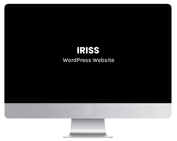 The image is of a computer screen displaying the IRISS WordPress website.