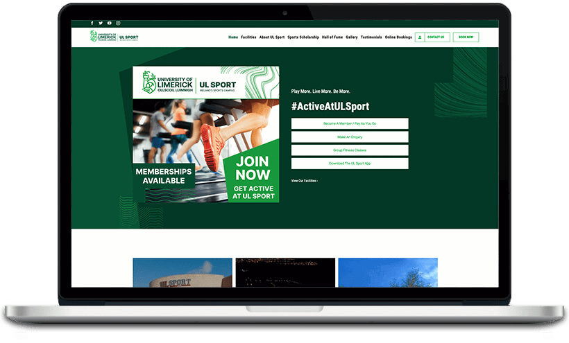 In this image, the University of Limerick is encouraging people to join their UL Sport membership and become active at UL Sport.
