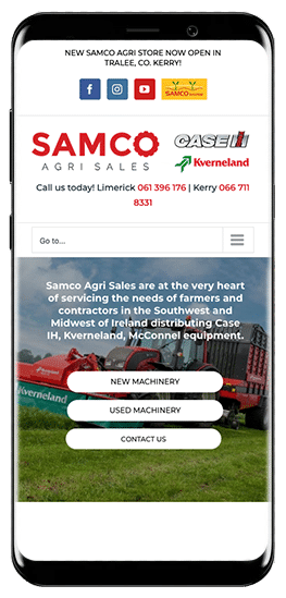 A new Samco Agri Store has opened in Tralee, Co. Kerry, offering sales of Case IH, Kverneland, and McConnel equipment, as well as new and used machinery.