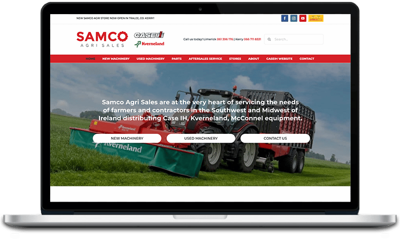 Samco Agri Sales has opened a new store in Tralee, Co. Kerry, offering new and used machinery, parts, aftersales service, and more from Case IH and Kverneland.