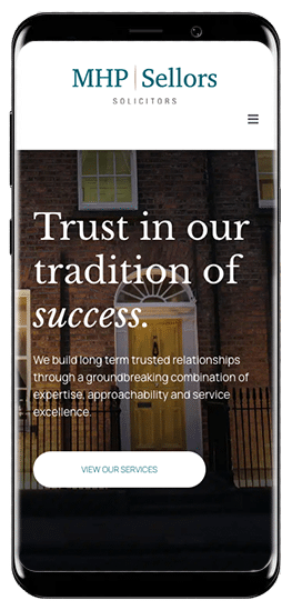 The image is showcasing the services of MHP Sellors Solicitors, highlighting their tradition of success and commitment to building long-term relationships with clients.
